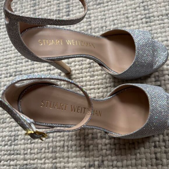 NEW Stuart Weitzman Discoplatform Shimmery High-Heel Sandals 9 - Picture 4 of 10